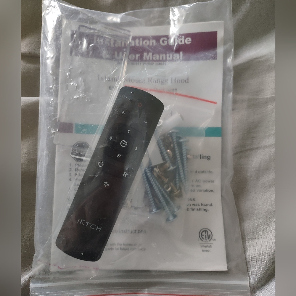 Island Mount Range T-bid Black Remote Control with User Manual and Screws